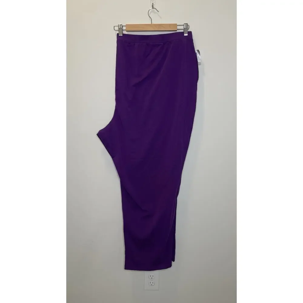 NWT Catherines Suprema Collection Cotton Knit Capri Pants Purple 5X (34/36) - Picture 11 of 12